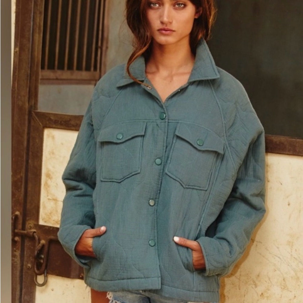 NWT  Bucketlist Quilted Teal Coat Size Med